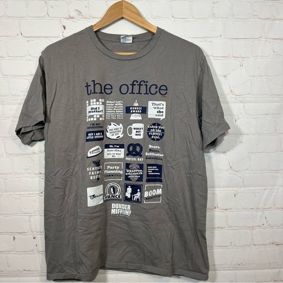 The Office T Shirt Mens Large Gray Schrute Farms Dunder Mifflin Advertisement - Picture 1 of 9